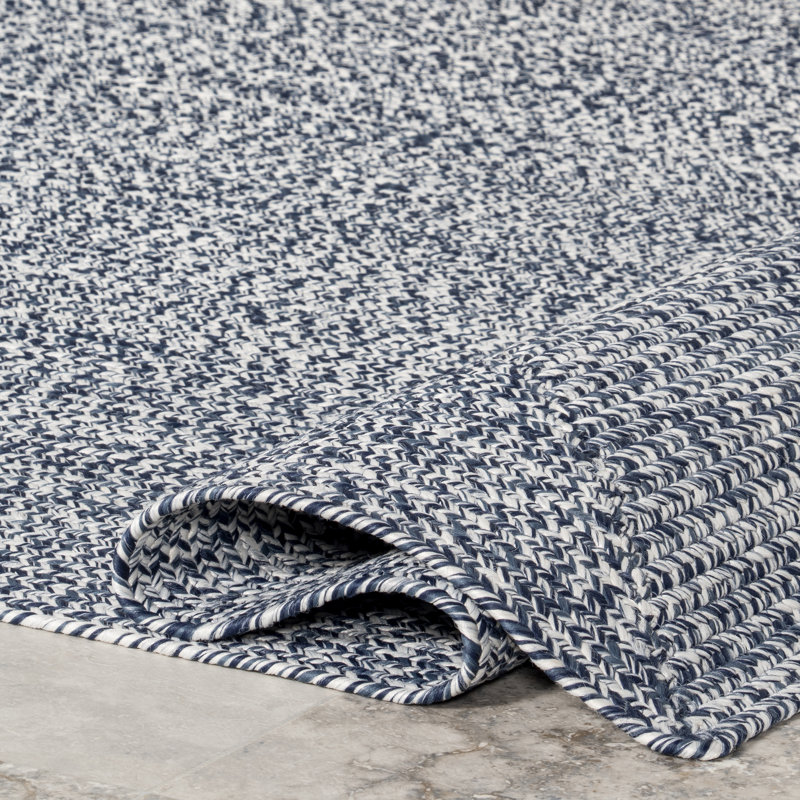 Birch Lane™ Bronte Machine Braided Blue/White Indoor/Outdoor Rug